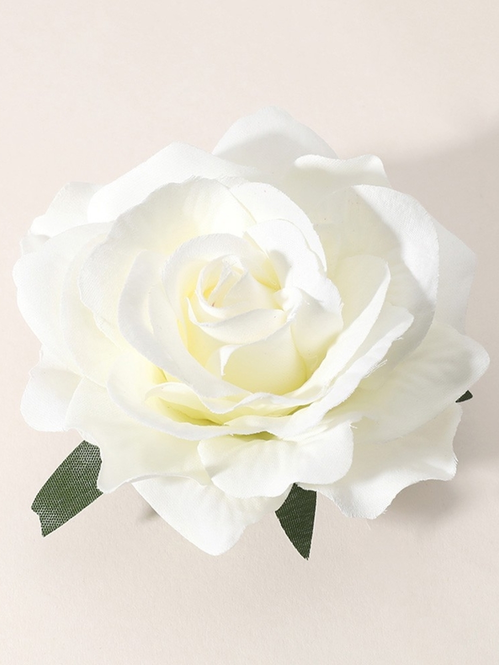 Ivory Fabric Floral Rose Flower Brooch Pin Hairpin 3D Womens Statement Accessory